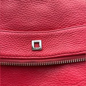 Crossbody fold over purse, salmon/coral color